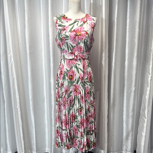 Elie Tahari Floral Sleeveless Dress - Pink and Green Size 6 - Picture 1 of 8